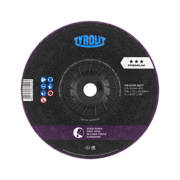 TYROLIT Roughing wheel 178x7x22.23 mm ZA24N PREMIUM cast - Roughing grinding wheel