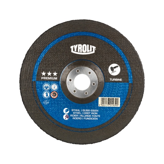 TYROLIT Roughing disc T-GRIND 125x7x22.23 mm ZA24T PREMIUM cast iron/steel - Roughing grinding wheel