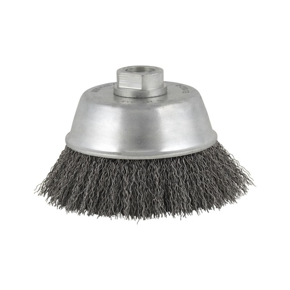 TYROLIT Cup brush 100x30xM14, crimped wire E0.3 mm PREMIUM Inox - Sanding pin and sanding object with threaded attachment (shaft)
