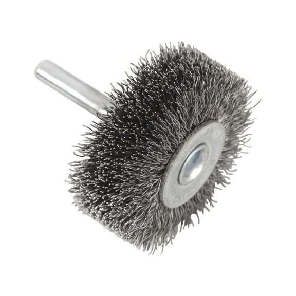 TYROLIT Round brush with shaft 30x6x6.5-6x30 DW S0.2 mm PREMIUM steel - Sanding pin and sanding object with threaded attachment (shaft)