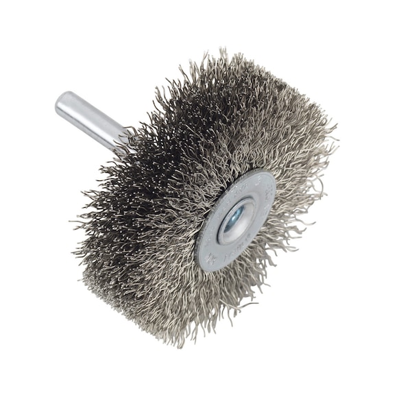 TYROLIT Round brush with shaft 50x15x12.5-6x30 DW E0.2 mm PREMIUM Inox - Sanding pin and sanding object with threaded attachment (shaft)