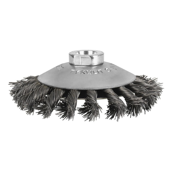 TYROLIT Tapered brush 100x20xM14 twisted wire SH0.5 mm BASIC steel - Sanding pin and sanding object with threaded attachment (shaft)