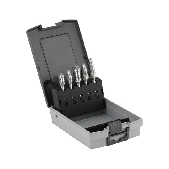 TYROLIT Hartmetallfr&auml;ser Set 5-teilig PREMIUM Stahl/Inox/Guss - Schleifsegment, Honwerkzeug, Schleifstab, Abziehstein