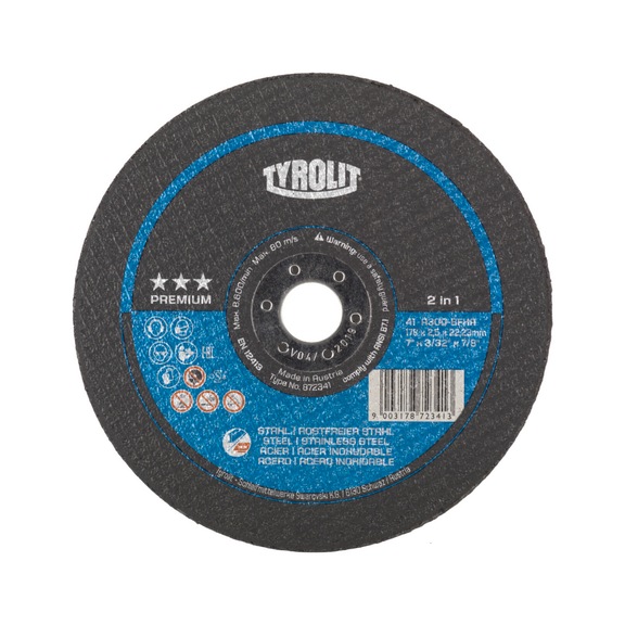 TYROLIT Trennscheibe gerade 178x2,5x22,23 mm A30 PREMIUM Stahl/Inox - Trennschleifscheibe