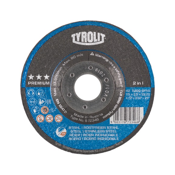 TYROLIT Trennscheibe gekr&ouml;pft 115x2,5x22,23 mm A30 PREMIUM Stahl/Inox - Trennschleifscheibe