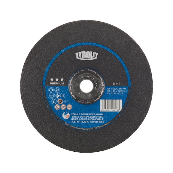 TYROLIT Angled cutting disc 230x2.5x22.23 mm A30 PREMIUM Steel/Stainless Steel - Cutting-off wheel