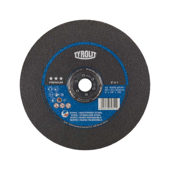TYROLIT Trennscheibe gekr&ouml;pft 230x3x22,23 mm A30 PREMIUM Stahl/Inox - Trennschleifscheibe
