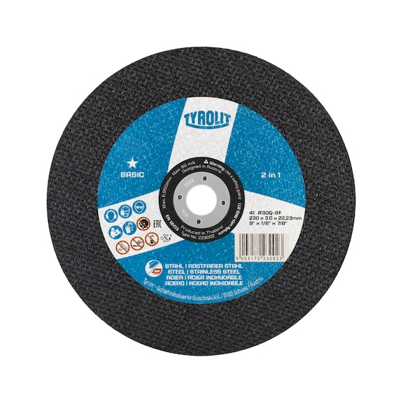 TYROLIT Trennscheibe gerade 230x3x22,23 mm A30 BASIC Stahl/Inox - Trennschleifscheibe