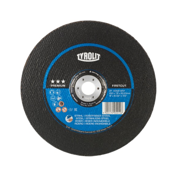 TYROLIT Schruppscheibe FASTCUT 230x7x22,23 mm A30Q PREMIUM Stahl/Inox - Schruppschleifscheibe