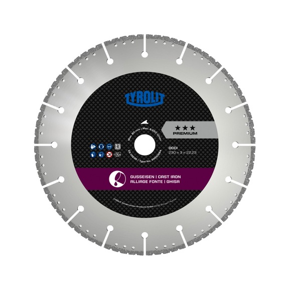 TYROLIT DCCI diamond cutting disc 230x3x22.23 PREMIUM grey and ductile cast iron - Diamond cutting disc