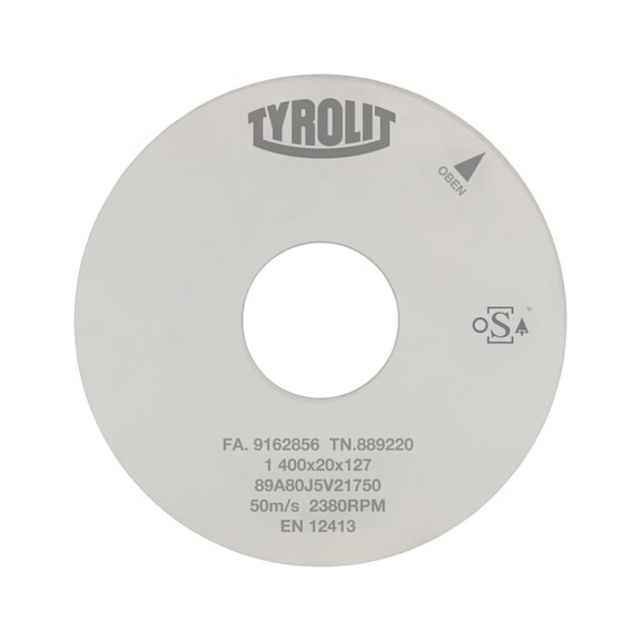 TYROLIT Au&szlig;enrundschleifscheibe gerade 400x40x127 mm A100 V Stahl - Schleifscheibe/Schleifstein
