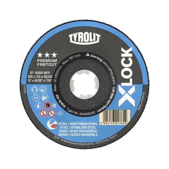 TYROLIT Roughing disc 125x7x22.23 mm A30Q PREMIUM steel/stainless steel - Roughing grinding wheel