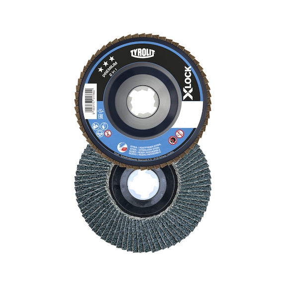 TYROLIT X-LOCK fluted disc, offset 125x22.23 mm ZA80 PREMIUM Steel/Stainless Steel - Flap grinder wheel