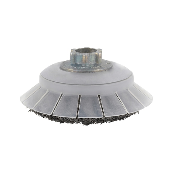 TYROLIT Kegelb&uuml;rste SHIELD 100x20xM14 gewellter Draht SM0,3 mm PREMIUM Stahl - Schleifstift und Schleifk&ouml;rper mit Gewindeeinsatz