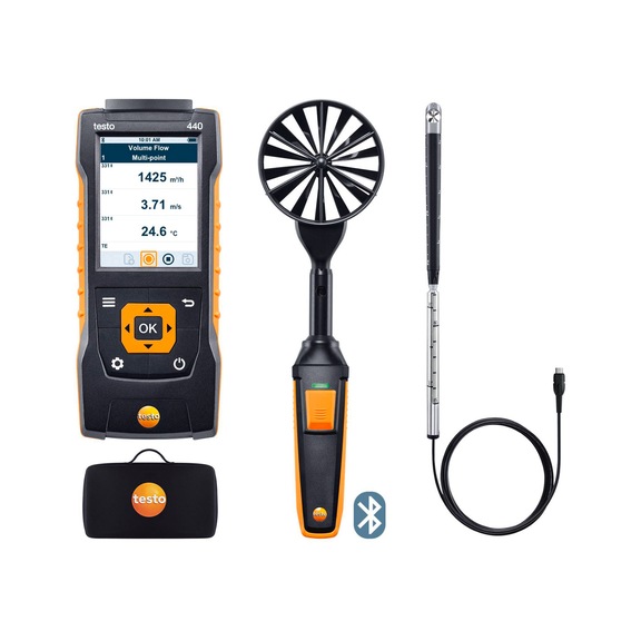 TESTO Flow combination set 2 testo 440 delta P with Bluetooth&reg; - Moisture meter