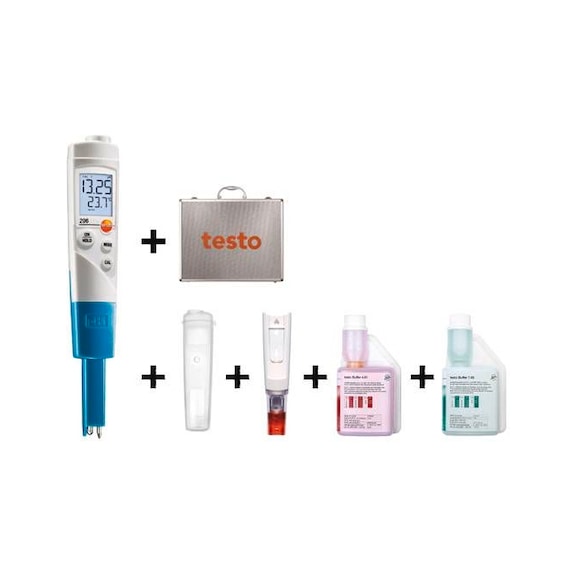 TESTO pH1 Starter Kit – pH/temperature meter for liquids testo 206 - TESTO pH meter