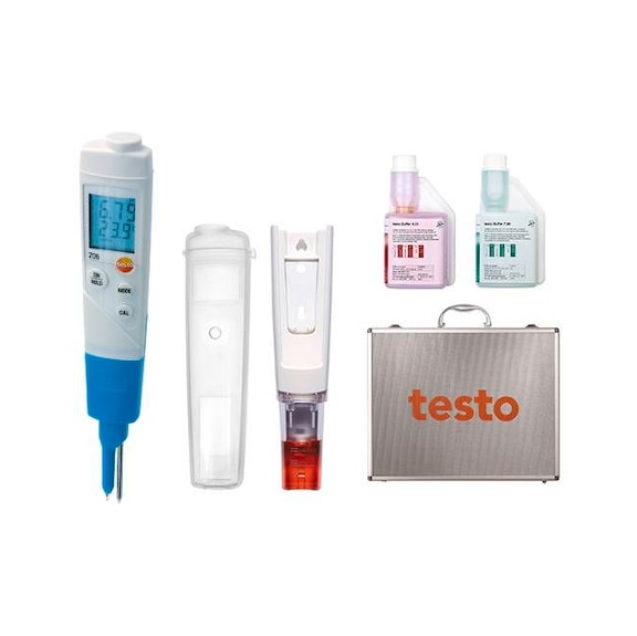 TESTO pH2 Starter-Set - pH-/Temperatur-Messger&auml;t f&uuml;r halbfeste Medien testo 206 - pH Messger&auml;t