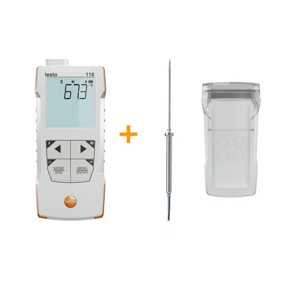 TESTO Lebensmittelf&uuml;hlerund App-Anbindung testo 110 Food Set mit Edelstahl - Lebensmittelthermometer