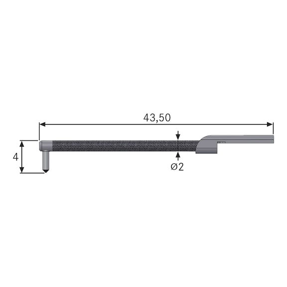 TESA TECHNOLOGY Groove skidless tracer 1-Y for groove depths under 4 mm, stylus tip 2 &micro;m, 90 degrees - Groove skidless tracer TESA stylus arm 1-Y