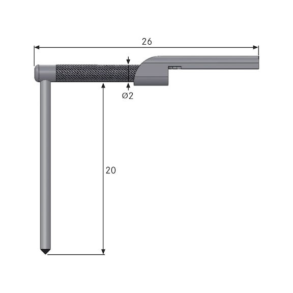 TESA TECHNOLOGY Groove skidless tracer 3-Y for groove depths under 20 mm, stylus tip 2 &micro;m, 90 degrees - Groove skidless tracer TESA stylus arm 3-Y