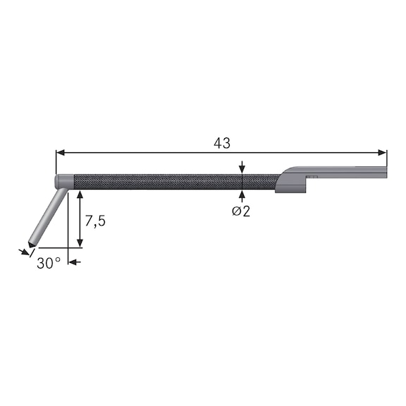 TESA TECHNOLOGY Skidless tracer 5-Y for blind bores, stylus length 7.5 mm, stylus tip 2 &micro;m, 90 degrees - Bore stylus TESA stylus arm 5-Y for blind bores