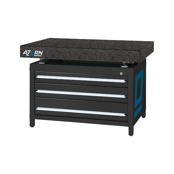 ATORN Surface plate 1200 mm x 800 mm x 120 mm grade 0, drawer base cabinet - Surface plate
