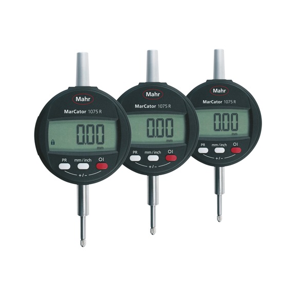 MAHR Set of 3 dial gauge 12.5 mm range 0.01 mm increment multiCOM data output - Electronic dial gauge 1075 R Trio-Pack