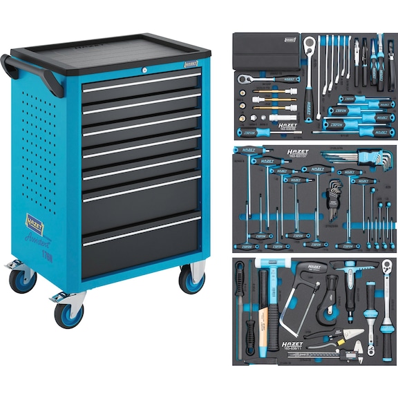 HAZET Assistent 176N-7 workshop trolley, 176N-7/136 set, 136-piece - Workshop trolley