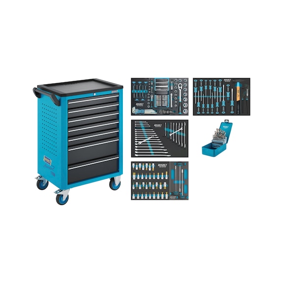 HAZET Assistent 176N-7 workshop trolley, 176N-7/256 assortment, 256-piece set - Workshop trolley