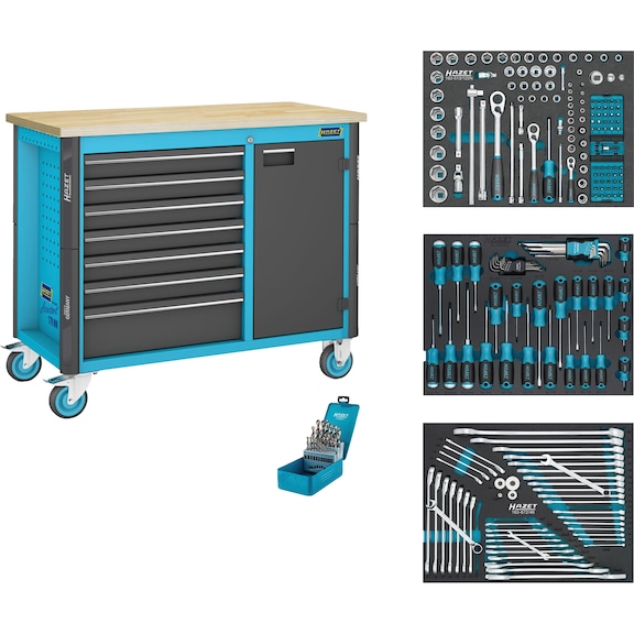 HAZET Mobile workbench Assistent 179NW 179NW-7/234 234-piece set - Workshop trolley