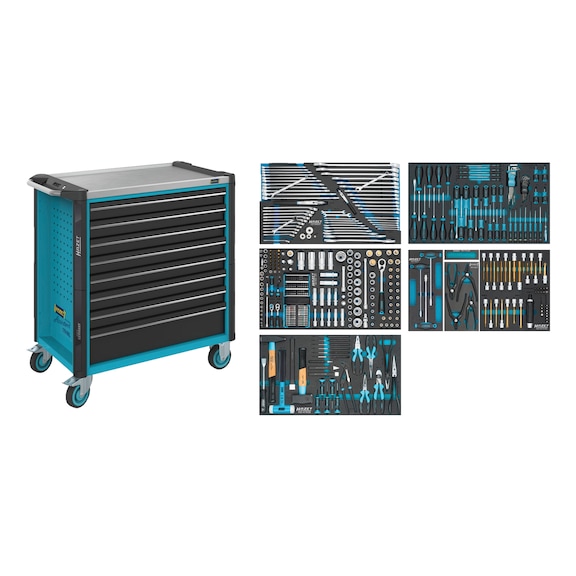 HAZET Assistent 179NXL workshop trolley, 179NXL-8/427 range, 427-piece set - Workshop trolley
