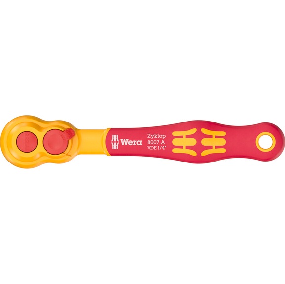 WERA Zyklop Knarre 8007 A VDE isoliert, Umschalthebel, 1/4 Zoll 05004866001 - Zyklop isolierte Knarren VDE