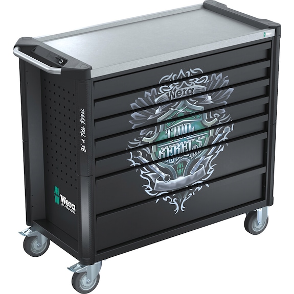 WERA Werkstattwagen Stainless XXL 1 9701 Tool Rebel mit Werkzeugsortiment 05150131001 - Werkstattwagen