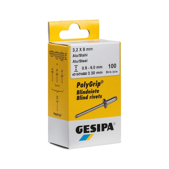 GESIPA Mini-pack PolyGrip A2 stainless steel 4 x 10 pack of 75 1464827 - Blind rivet