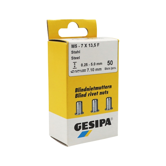 GESIPA Blindnietmuttern Alu Flachrundkopf M4 x 6 x 13,0 Mini-Pack mit 100 St&uuml;ck 1433700 - Blindnietmutter