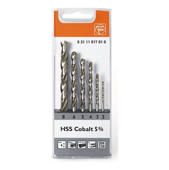 FEIN Set of twist drills, diameter 2-8 mm, HSS cobalt 5% 63111017010 - Twist drill set