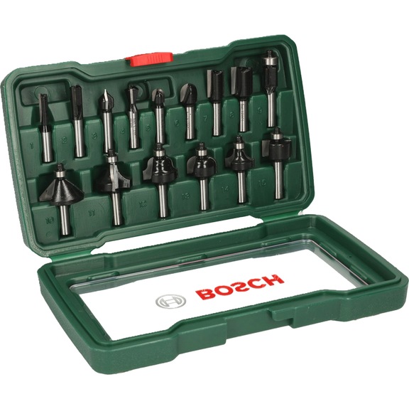 BOSCH 15-piece carbide end mill set (8 mm shank) 2607019469 - Router bit set (carbide)