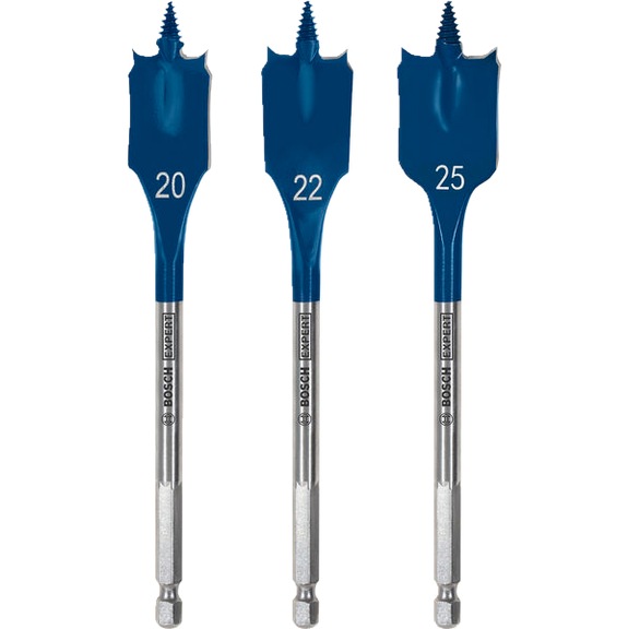 BOSCH EXPERT Self Cut Speed Flachfr&auml;sbohrer-Set, 20/22/25&nbsp;mm, 3 teilig 2608902107 - EXPERT Self Cut Speed Flachfr&auml;sbohrer-Set