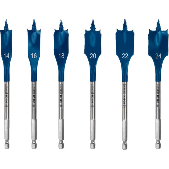 BOSCH EXPERT Self Cut Speed flat milling drill bit set, 6-piece 2608902108 - EXPERT Self-Cut Speed Flat Milling Bit Set