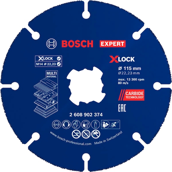 BOSCH EXPERT Multi-Material Carbide Cutting Disc 115 x 1.6 x 22.23 mm, X-Lock 2608902374 - Cutting-off wheel