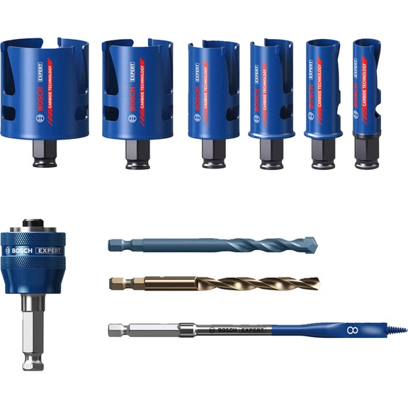 BOSCH EXPERT Construction Material Power Change hole saw set, 10-piece, 2608901951 - Hole saw set