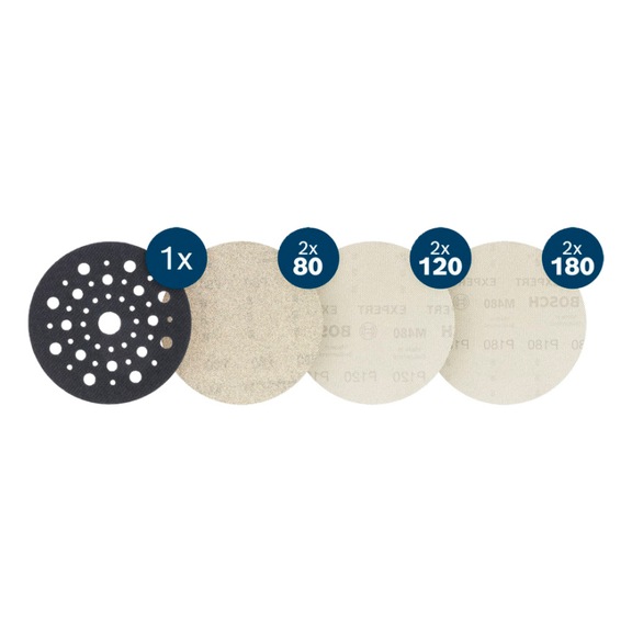 BOSCH EXPERT M480 Schleifnetz-Set, 125mm K80/120/180, 6+1 Set, Starter Pack 2608902480 - EXPERT M480 Schleifnetz- Set