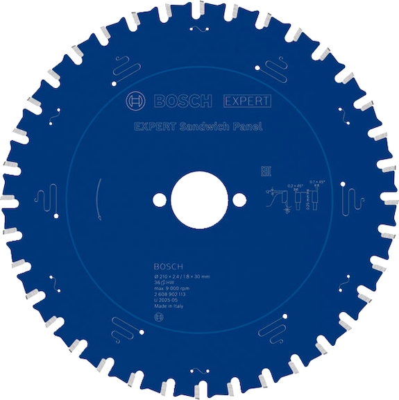BOSCH EXPERT Steel circular saw blade, 210 x 30 mm, Z36 2608902113 - EXPERT Steel Circular Saw Blade