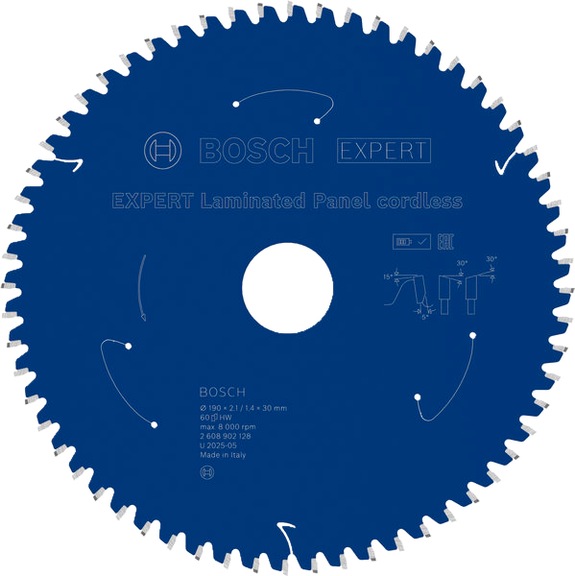 BOSCH EXPERT Laminated Panel circular saw blade, 190 x 2.1 x 30 mm, Z60 2608902128 - EXPERT Laminated Panel Circular Saw Blade