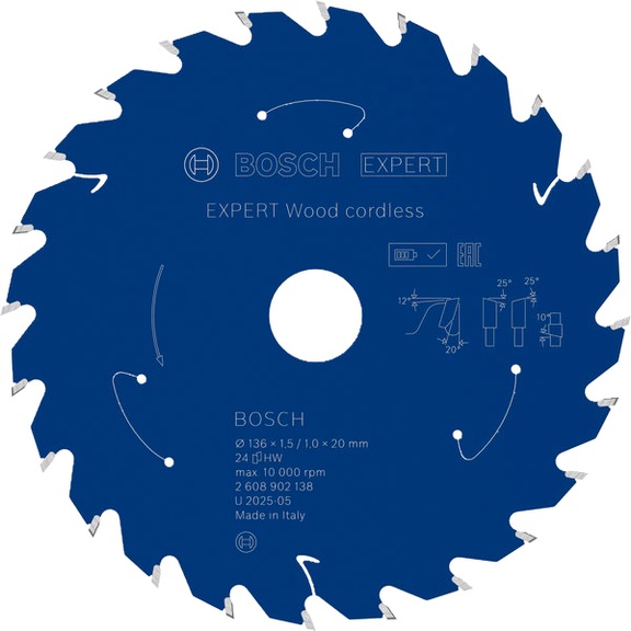 BOSCH EXPERT Wood circular saw blade, 136x20 mm, Z24 2608902138 - EXPERT Wood Circular Saw Blade
