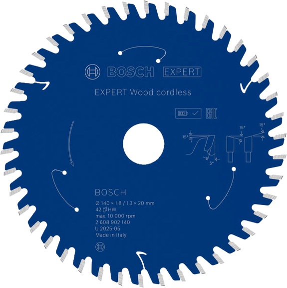 BOSCH EXPERT Wood Kreiss&auml;geblatt, 140x1,8x20 mm, Z42 mit Reduzierring 2608902140 - EXPERT Wood Kreiss&auml;geblatt