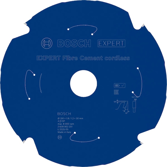 BOSCH EXPERT Fibre Cement Circular Saw Blade, 190 x 1.8 x 30 mm, Z4 2608902201 - EXPERT Fibre Cement Circular Saw Blade