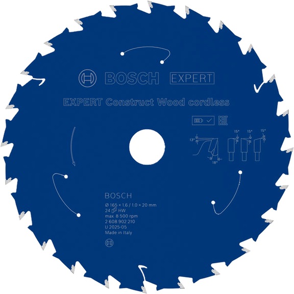 BOSCH EXPERT Construct Wood circular saw blade, 165 &times; 1.6 &times; 20 mm, T24 2608902210 - EXPERT Construct Wood circular saw blade