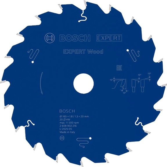 BOSCH EXPERT Wood circular saw blade, 165 x 20 mm, Z20 2608902216 - EXPERT Wood Circular Saw Blade
