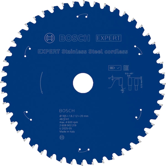 BOSCH EXPERT Stainless Steel Circular Saw Blade, 165x20 mm, Z48 2608902219 - EXPERT Stainless Steel Circular Saw Blade